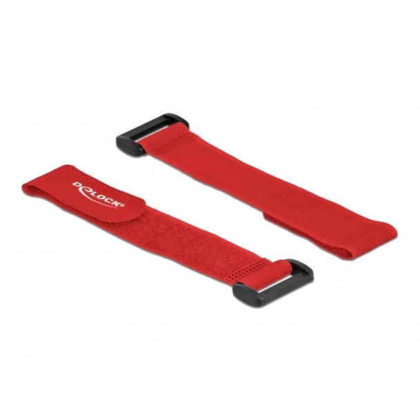 DeLOCK Fascetta a strappo per cavi con occhiello L 190 x L 25 mm rosso 5 pezzi