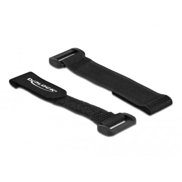 DeLOCK Fascetta a strappo per cavi con occhiello L 150 x L 20 mm nero 5 pezzi