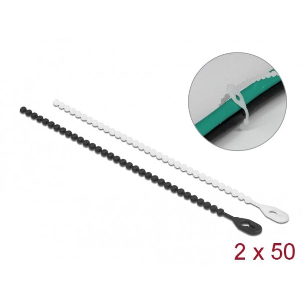 DeLOCK Beaded Cable Tie reusable L 120 x W 3.6 mm 100 pieces
