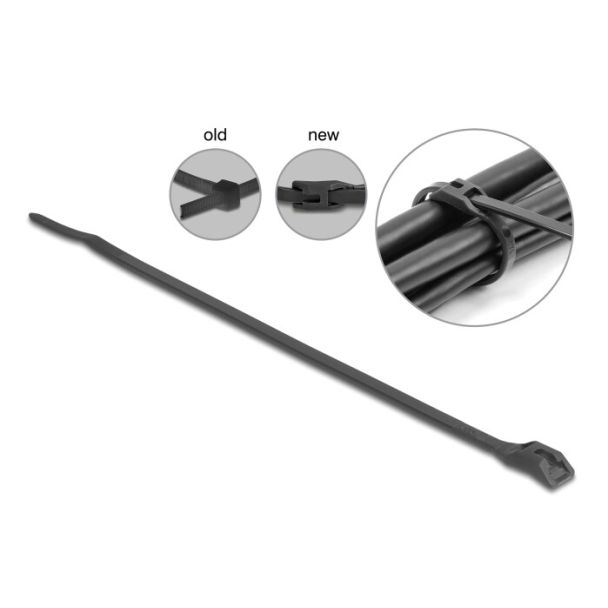 DeLOCK Cable tie with flat head L 150 x W 3.6 mm 100 pieces black