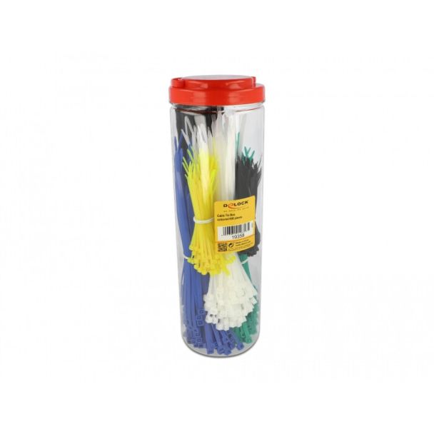 DeLOCK 19358 cable tie Parallel entry cable tie Plastic Black, Blue, Green, White, Yellow 600 pc(s)
