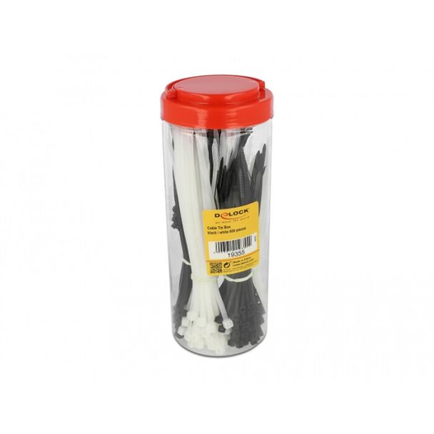 DeLOCK 19355 cable tie Parallel entry cable tie Plastic Black, White 600 pc(s)