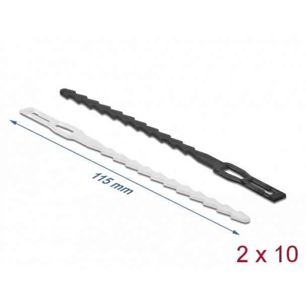 DeLOCK Fascette a forma di fulmine con occhiello di fissaggio L 115 x P 4,5 mm riutilizzabili 20 pezzi