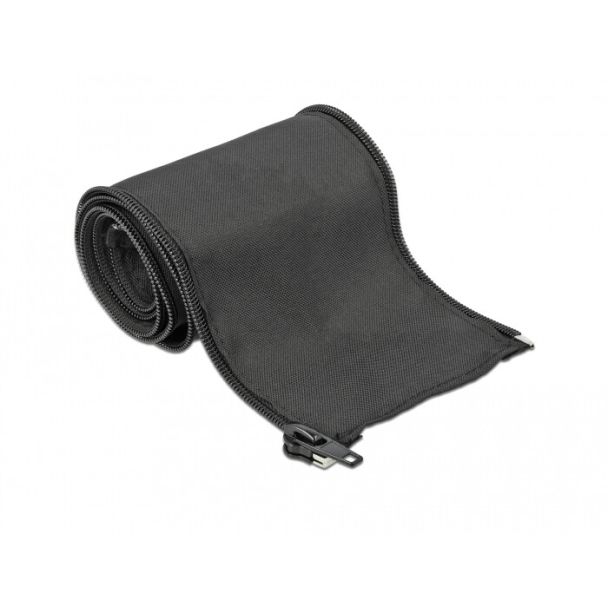 DeLOCK Woven Sleeve with zip fasterner heat-resistant 1 m x 35 mm black