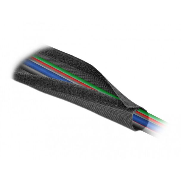 DeLOCK Manicotto intrecciato con chiusura a strappo resistente al calore da 10 m x 20 mm nero