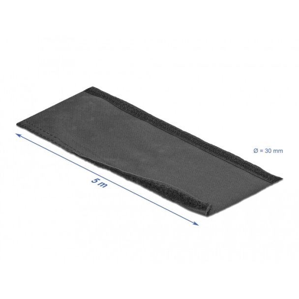 DeLOCK Manicotto intrecciato con chiusura a strappo resistente al calore da 5 m x 30 mm nero