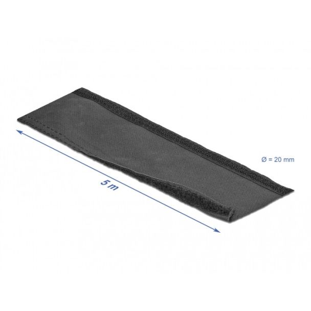 DeLOCK Manicotto intrecciato con chiusura a strappo resistente al calore da 5 m x 20 mm nero