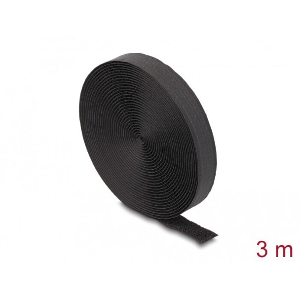 DeLOCK Nastro a strappo in rotolo con cinghia L 3 m x L 20 mm nero