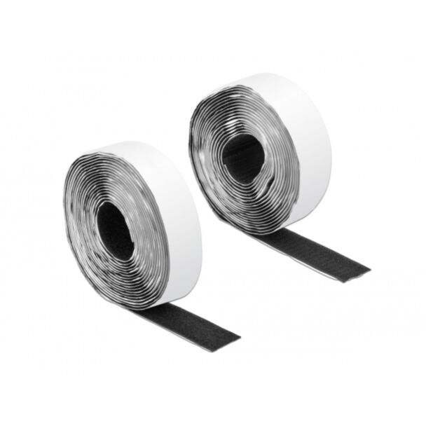 DeLOCK Nastro a strappo autoadesivo con chiusura a strappo L 5 m x P 25 mm nero