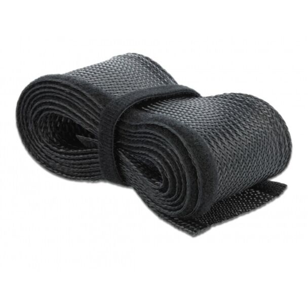 DeLOCK Manicotto intrecciato con gancio e anello di fissaggio da 5 m x 19 mm nero