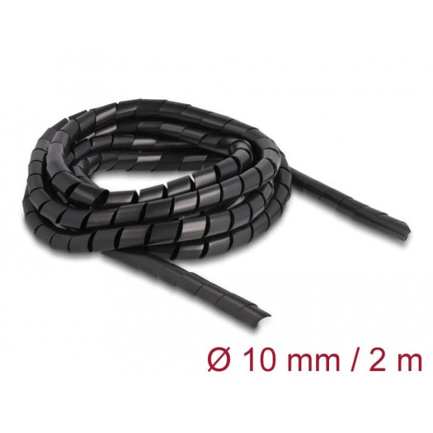 DeLOCK Tubo a spirale flessibile 2 m x 10 mm nero