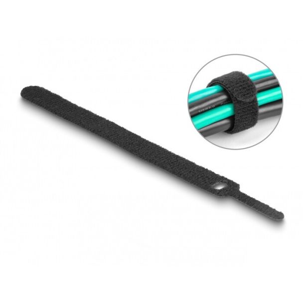DeLOCK Hook-and-loop cable tie L 150 x W 12 mm black 10 pieces