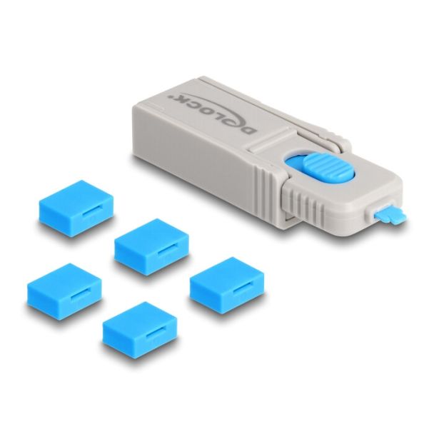 DeLOCK USB Port Blocker Set for USB Type-A female port 5 pieces + Lock tool