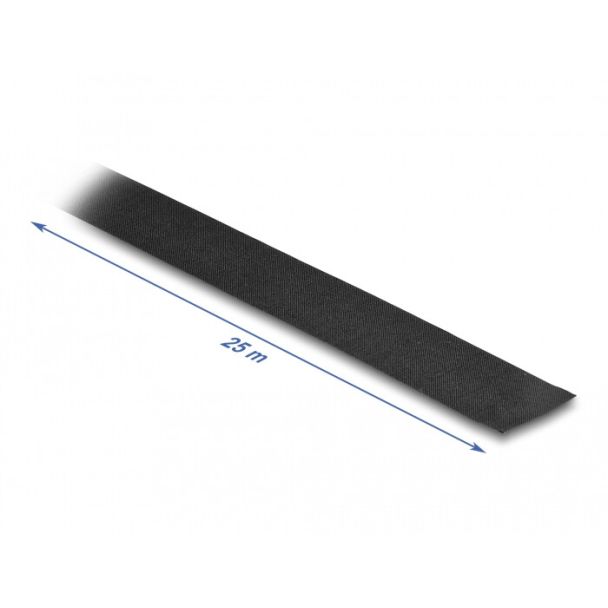 DeLOCK Nastro in tessuto 25 m x 25 mm strappabile autoadesivo nero