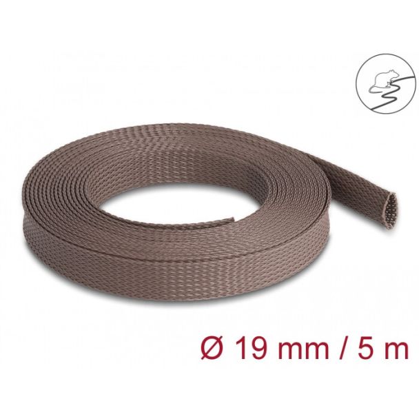 DeLOCK Braided Sleeve rodent resistant stretchable 5 m x 19 mm brown