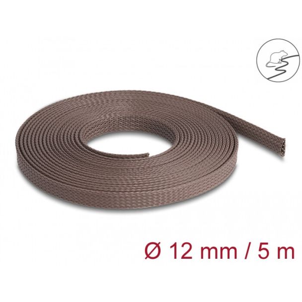 DeLOCK Braided Sleeve rodent resistant stretchable 5 m x 12 mm brown