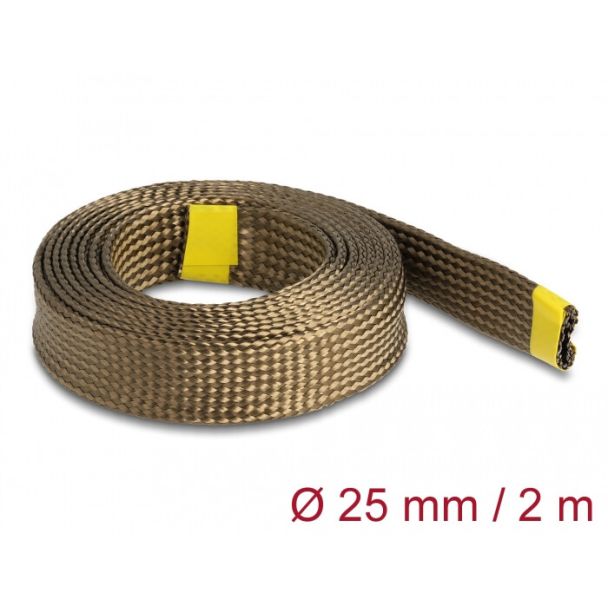DeLOCK Braided Sleeve made of basalt fibers 2 m x 25 mm brown