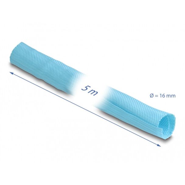 DeLOCK Manicotto intrecciato autochiudente resistente al calore 5 m x 16 mm blu