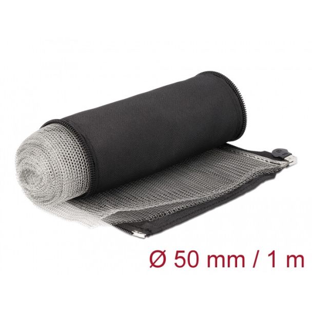 DeLOCK Manicotto intrecciato con schermatura EMI e cerniera resistente al calore 1 m x 50 mm nero