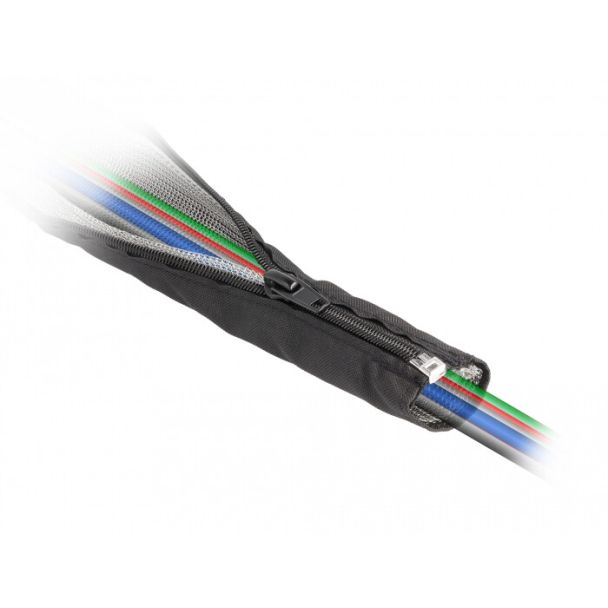 DeLOCK EMI Shielding braided sleeve with zip heat resistant 1 m x 30 mm black