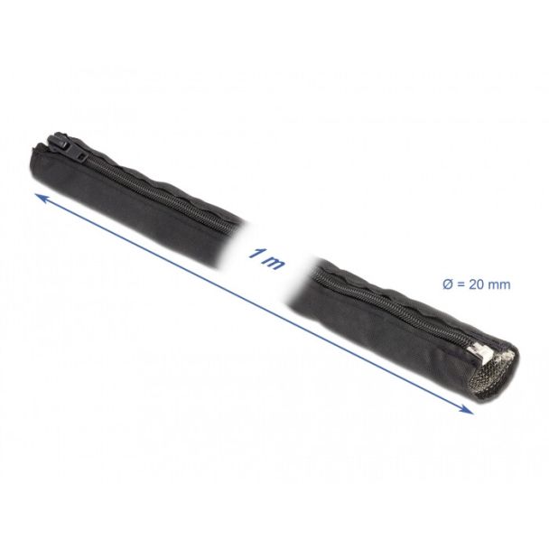 DeLOCK Manicotto intrecciato con schermatura EMI e cerniera resistente al calore 1 m x 20 mm nero