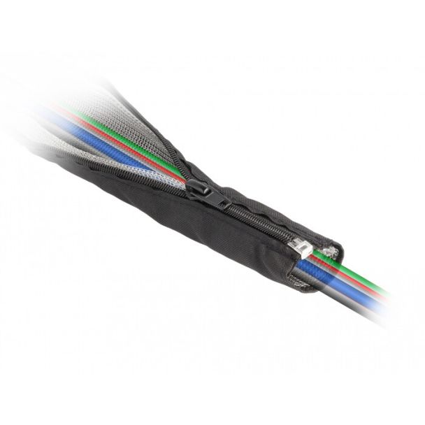DeLOCK EMI Shielding braided sleeve with zip heat resistant 1 m x 16 mm black