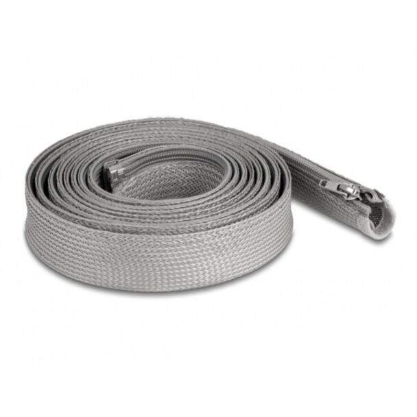 DeLOCK Manicotto intrecciato con cerniera lampo resistente al calore 3 m x 30 mm grigio