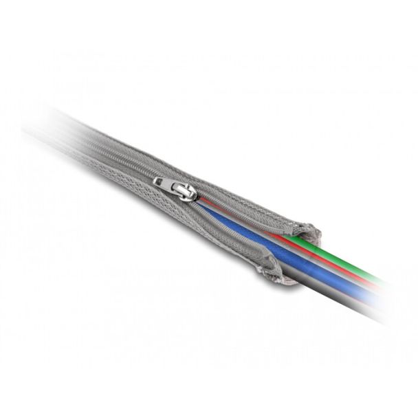 DeLOCK Manicotto intrecciato con cerniera lampo resistente al calore 3 m x 20 mm grigio