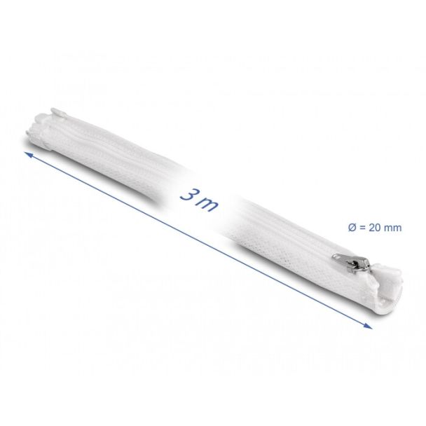 DeLOCK Manicotto intrecciato con cerniera lampo resistente al calore 3 m x 20 mm bianco