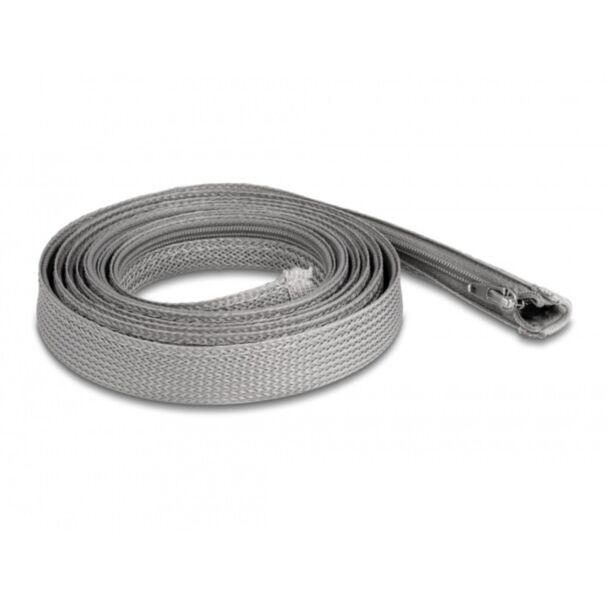 DeLOCK Manicotto intrecciato con cerniera lampo resistente al calore 2 m x 20 mm grigio