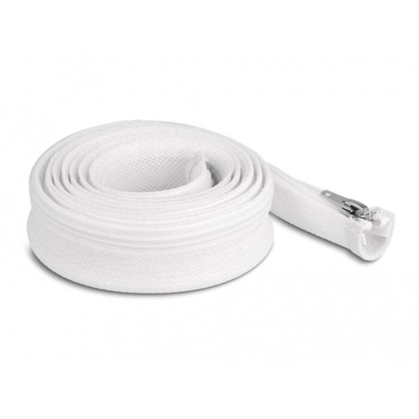 DeLOCK Manicotto intrecciato con cerniera lampo resistente al calore 2 m x 30 mm bianco