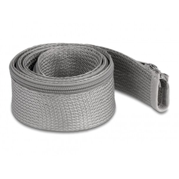DeLOCK Manicotto intrecciato con cerniera lampo resistente al calore 1 m x 50 mm grigio