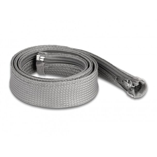 DeLOCK Manicotto intrecciato con cerniera lampo resistente al calore 1 m x 30 mm grigio