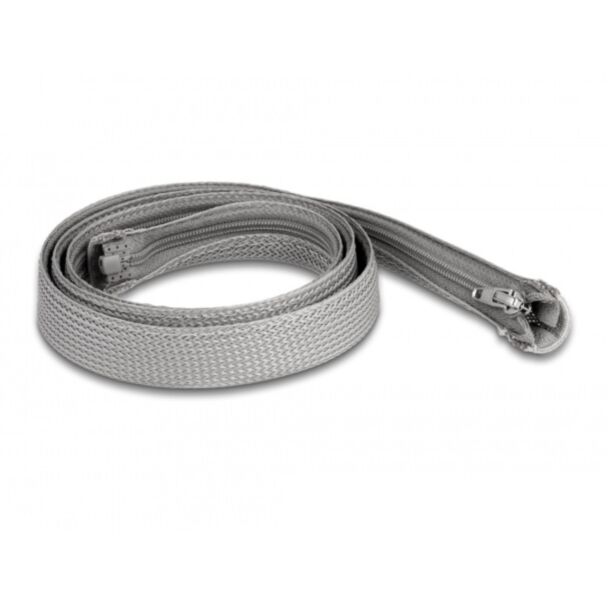 DeLOCK Manicotto intrecciato con cerniera lampo resistente al calore 1 m x 20 mm grigio