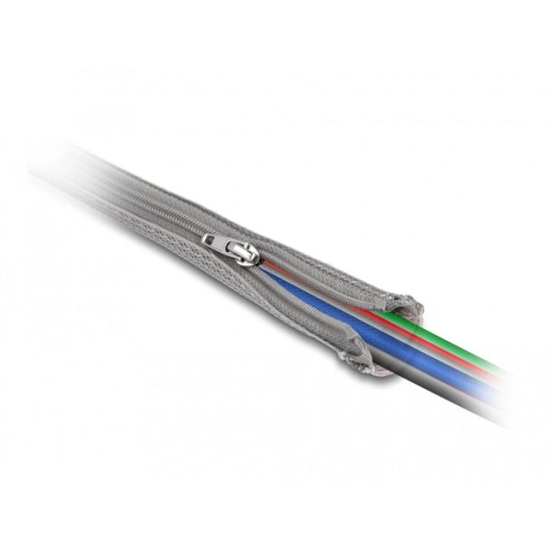 DeLOCK Manicotto intrecciato con cerniera lampo resistente al calore 1 m x 20 mm grigio