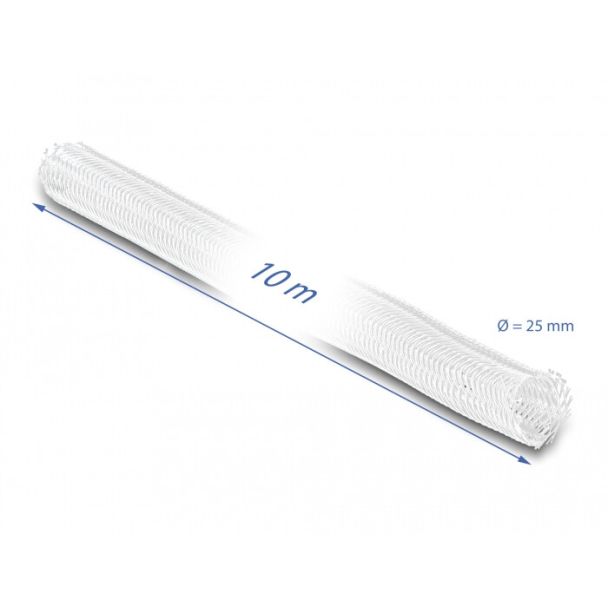 DeLOCK Manicotto intrecciato con chiusura automatica 10 m x 25 mm bianco