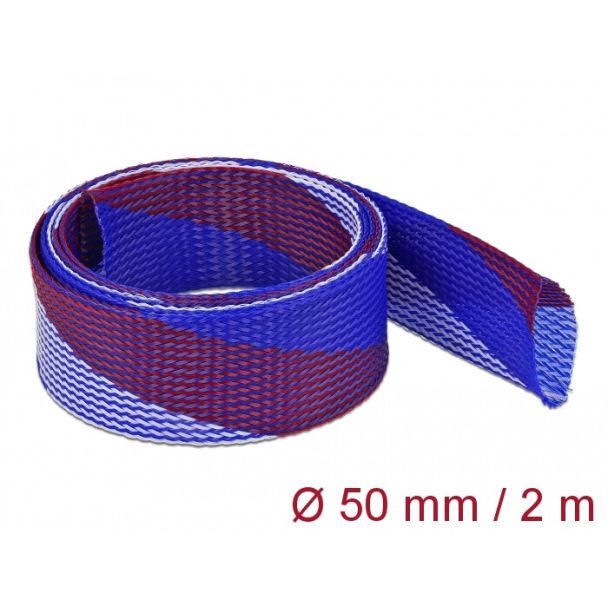 DeLOCK Braided Sleeve stretchable 2 m x 50 mm blue-red-white