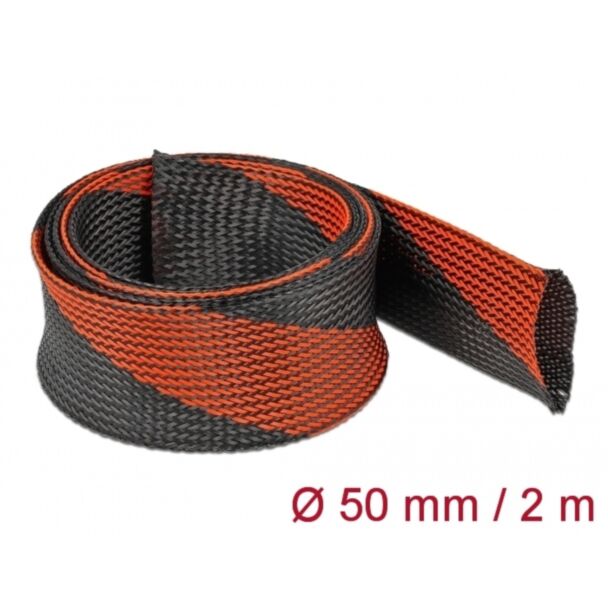 DeLOCK Manicotto intrecciato estensibile da 2 m x 50 mm nero-rosso