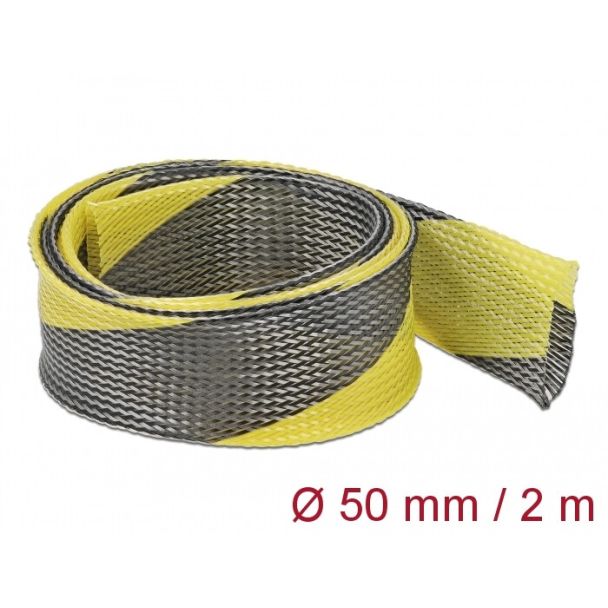 DeLOCK Braided Sleeve stretchable 2 m x 50 mm black-yellow