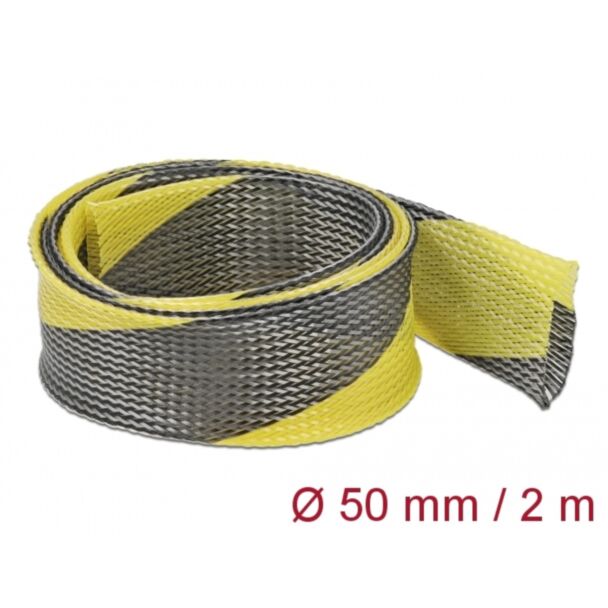 DeLOCK Manicotto intrecciato estensibile da 2 m x 50 mm nero-giallo