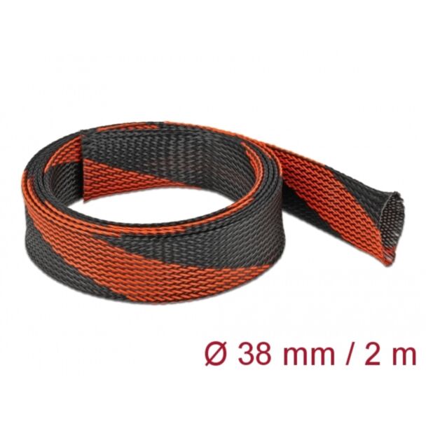 DeLOCK Manicotto intrecciato estensibile da 2 m x 38 mm nero-rosso