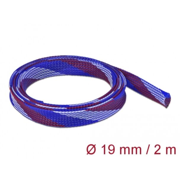DeLOCK Manicotto intrecciato estensibile da 2 m x 19 mm blu-rosso-bianco