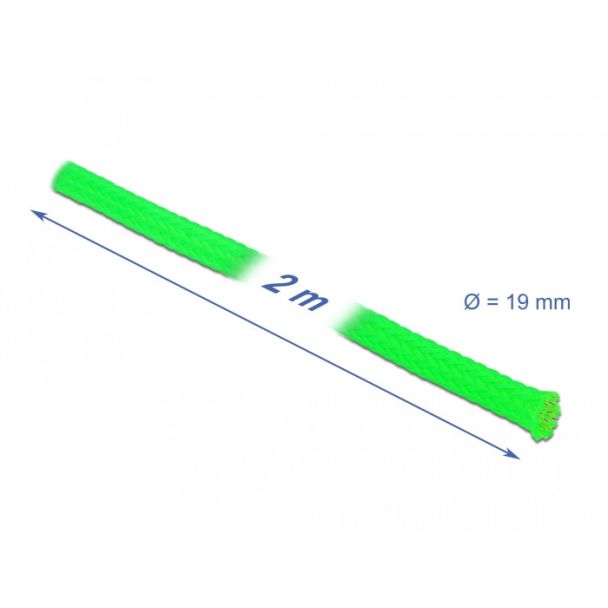 DeLOCK Manicotto intrecciato estensibile da 2 m x 19 mm verde