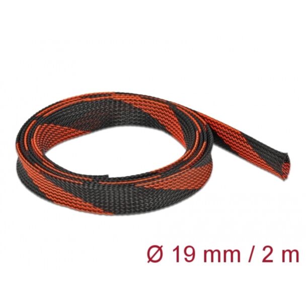 DeLOCK Manicotto intrecciato estensibile da 2 m x 19 mm nero-rosso