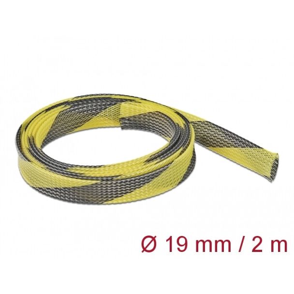 DeLOCK Braided Sleeve stretchable 2 m x 19 mm black-yellow