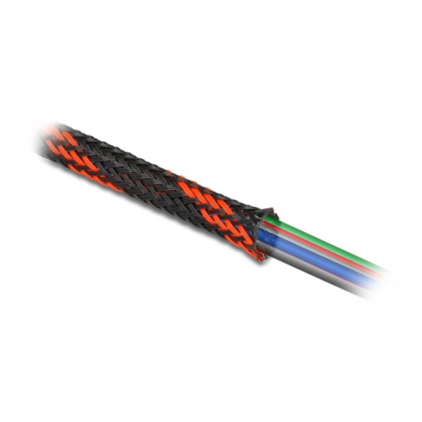 DeLOCK Manicotto intrecciato estensibile da 2 m x 6 mm nero-rosso