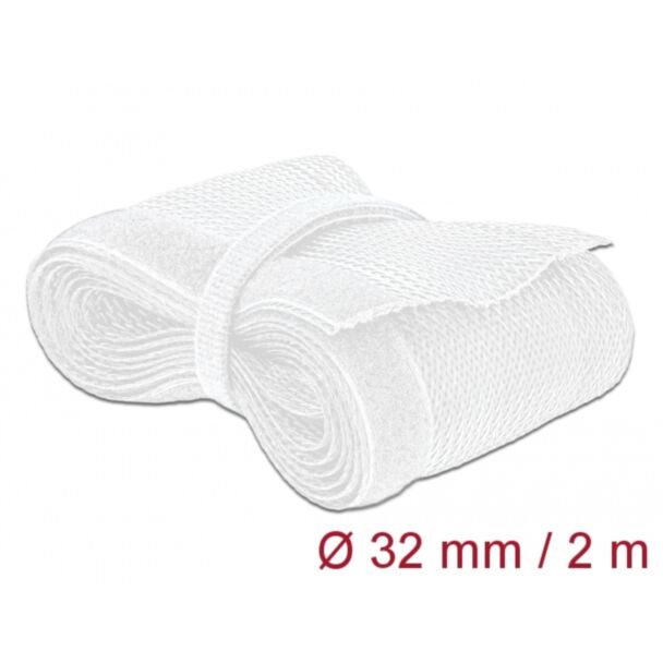 DeLOCK Manicotto intrecciato con gancio e anello di fissaggio da 2 m x 32 mm bianco