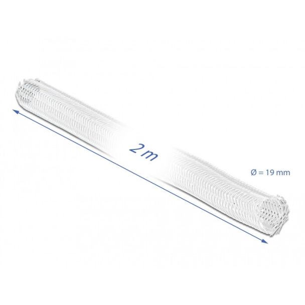 DeLOCK Manicotto intrecciato con gancio e anello di fissaggio da 2 m x 19 mm bianco