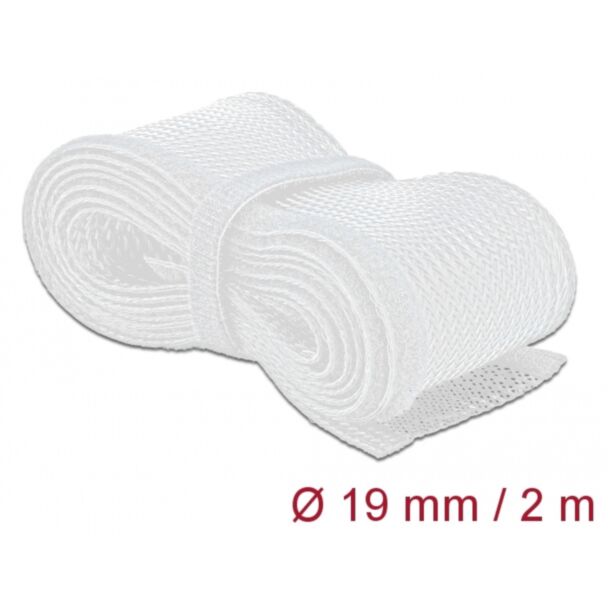 DeLOCK Manicotto intrecciato con gancio e anello di fissaggio da 2 m x 19 mm bianco