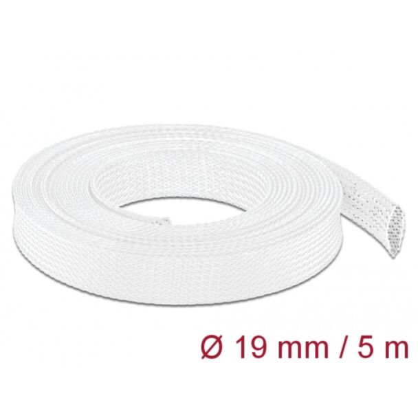 DeLOCK Braided Sleeve stretchable 5 m x 19 mm white